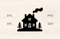 Winter Cottage with Christmas SVG Scene Product Image 1