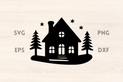 Winter Cottage with SVG Scene Product Image 1