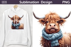 Winter Highland Cow Clipart | Highland Cow Sublimation PNG Product Image 3