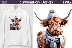 Winter Highland Cow Clipart | Highland Cow Sublimation PNG Product Image 5