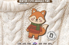 Cute Pin Laser Cut|Vintage Brooch SVG|Christmas Design|Xmas Product Image 1