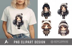 Watercolor Winter Cute Girls Clipart Product Image 1