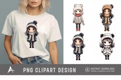 Watercolor Winter Cute Girls Clipart Product Image 1