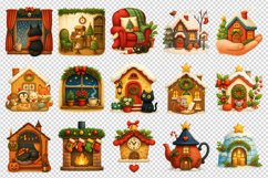 Winter Cute House clipart printable sublimation bundle png Product Image 3