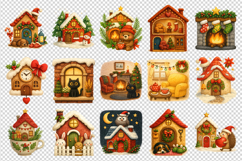 Winter Cute House clipart printable sublimation bundle png Product Image 4