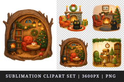 Winter Cute House clipart printable sublimation design png Product Image 1