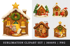 Winter Cute House clipart printable sublimation design png Product Image 1