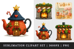 Winter Cute House clipart printable sublimation design png Product Image 1