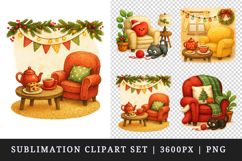 Winter Cute House clipart printable sublimation design png Product Image 1