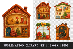 Winter Cute House clipart printable sublimation design png Product Image 1