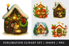 Winter Cute House clipart printable sublimation design png Product Image 1