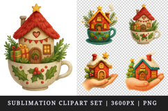 Winter Cute House clipart printable sublimation design png Product Image 1