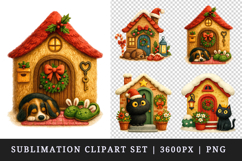 Winter Cute House clipart printable sublimation design png Product Image 1