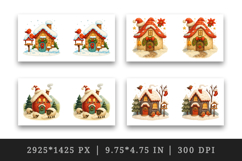 Winter Cute House mug wrap printable sublimation design Product Image 2