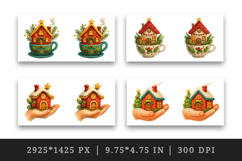 Winter Cute House mug wrap printable sublimation design Product Image 2