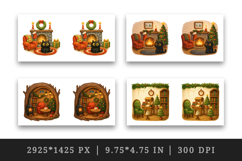 Winter Cute House mug wrap printable sublimation design Product Image 2