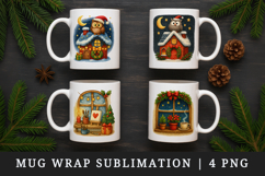 Winter Cute House mug wrap printable sublimation design Product Image 1