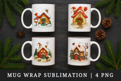 Winter Cute House mug wrap printable sublimation design Product Image 1