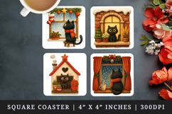Winter Cute House square coaster sublimation design Product Image 1