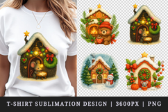 Winter Cute House t-shirt printable sublimation design png Product Image 1