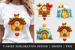 Winter Cute House t-shirt printable sublimation design png Product Image 1