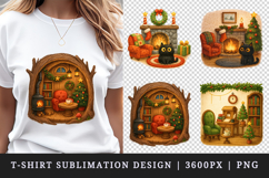 Winter Cute House t-shirt printable sublimation design png Product Image 1