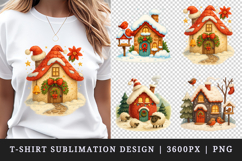 Winter Cute House t-shirt printable sublimation design png Product Image 1