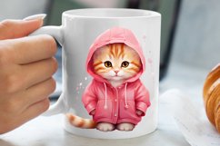 Winter Cute Pink Cat Clipart Sublimation, Christmas Pink PNG Product Image 1