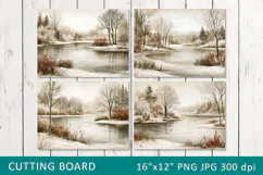 Vintage Winter Landscape Cutting Board Product Image 2