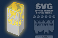 Winter Deer Christmas Lantern Papercut SVG Product Image 1