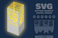 Winter Deer Christmas Lantern Papercut SVG Product Image 2