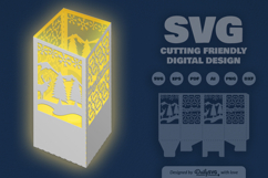 Winter Deer Christmas Lantern Papercut SVG Product Image 1