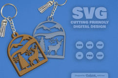 Winter Deer Keychain Laser Cut Product Image 2