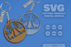 Winter Deer Keychain Laser Cut Product Image 2
