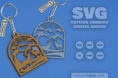 Winter Deer Keychain Laser Cut Product Image 2