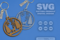 Winter Deer Keychain Laser Cut Product Image 2