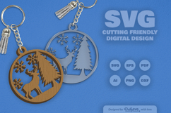 Winter Deer Keychain Laser Cut Product Image 2