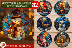 Snowman Stained Glass Suncatcher Bundle. Holiday Ornament Product Image 1