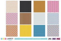 Winter scrapbook paper set with hygge style backgrounds