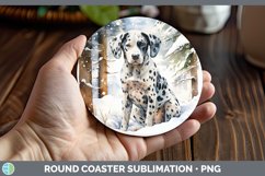 GorgeousWinter Dogs Round Coaster design.