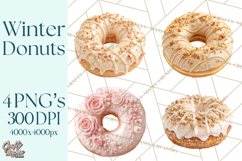 Winter Donuts PNG, Neutral Pastry Clipart, Bakery Elements Product Image 1