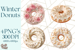 Winter Donuts PNG, Neutral Pastry Clipart, Bakery Elements Product Image 1