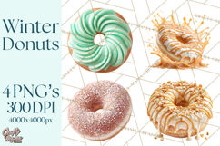 Winter Donuts PNG, Neutral Pastry Clipart, Bakery Elements Product Image 1