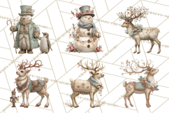 Winter Wonderland Clipart, Holiday Animals Digital Art PNG Product Image 5