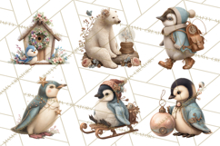 Winter Wonderland Clipart, Holiday Animals Digital Art PNG Product Image 7