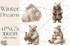 Winter Wonderland Clipart, Holiday Animals Digital Art PNG Product Image 1