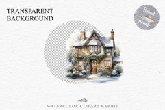 Winter English Cottage Christmas House Snow Covered Clipart Nursery wall art card making collage printable files xmas decor junk journal sublimation santa watercolor Christmas Winter English cottage House clipart, victorian Landscape snowing, holiday 