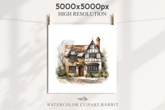 Winter English Cottage Christmas House Snow Covered Clipart Nursery wall art card making collage printable files xmas decor junk journal sublimation santa watercolor Christmas Winter English cottage House clipart, victorian Landscape snowing, holiday 