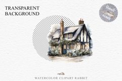 Winter English Cottage Christmas House Snow Covered Clipart Nursery wall art card making collage printable files xmas decor junk journal sublimation santa watercolor Christmas Winter English cottage House clipart, victorian Landscape snowing, holiday 