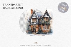 Winter English Cottage Christmas House Snow Covered Clipart Nursery wall art card making collage printable files xmas decor junk journal sublimation santa watercolor Christmas Winter English cottage House clipart, victorian Landscape snowing, holiday 